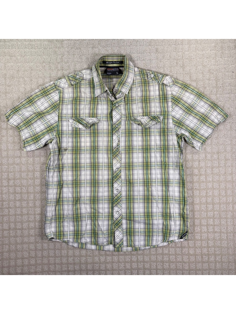 Southpole Green Plaid Short Sleeve Button Up Shirt L